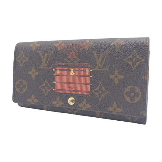 LOUIS VUITTON Louis Vuitton Monogram Canvas Portefeuille Sarah Brown Gold Hardware PVC M60415 Long Wallet for Women