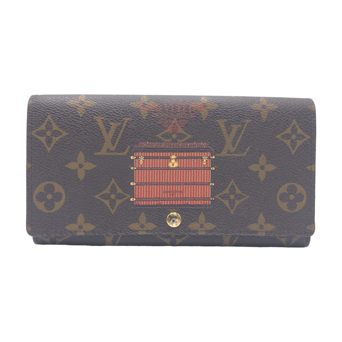 LOUIS VUITTON Louis Vuitton Monogram Canvas Portefeuille Sarah Brown Gold Hardware PVC M60415 Long Wallet for Women