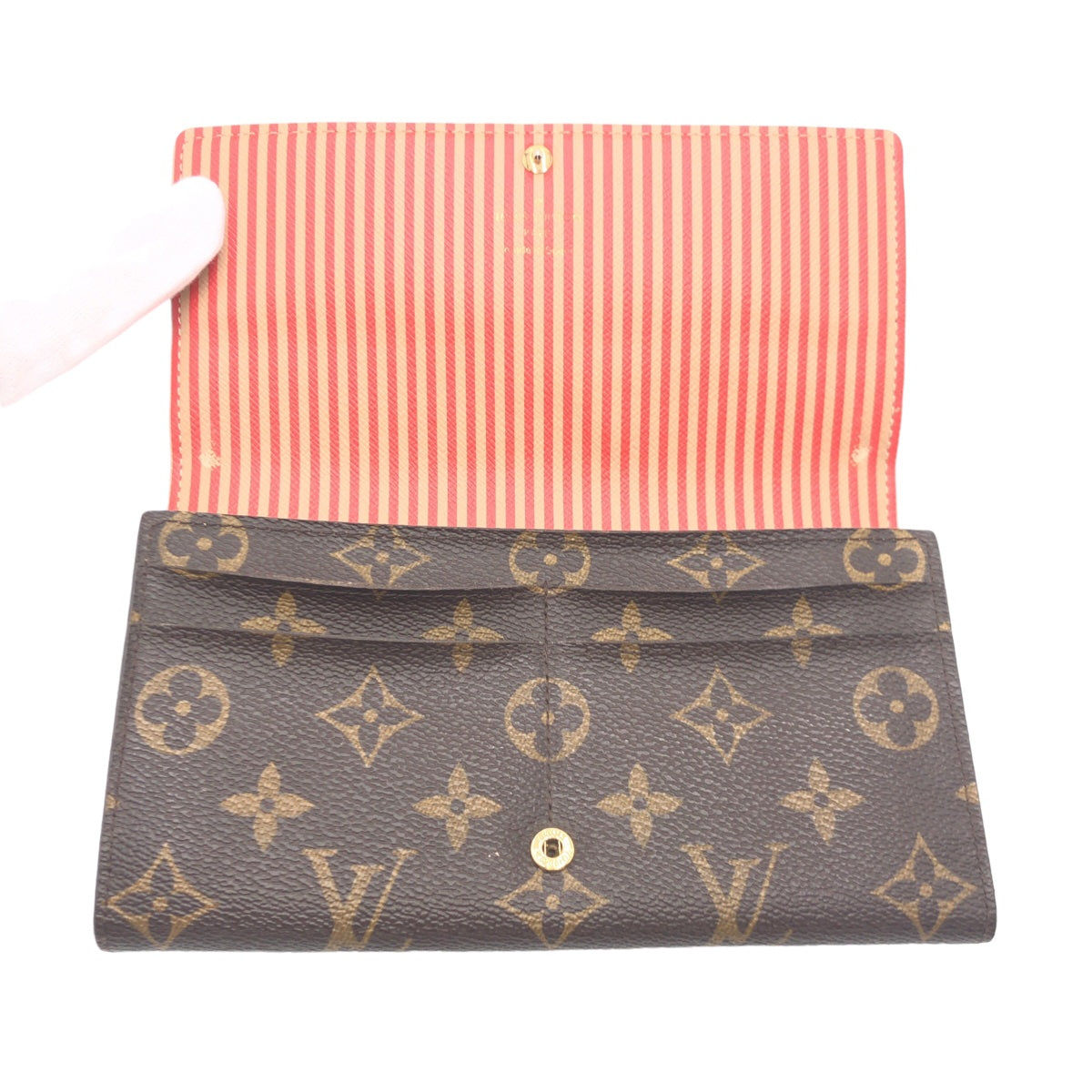 LOUIS VUITTON Louis Vuitton Monogram Canvas Portefeuille Sarah Brown Gold Hardware PVC M60415 Long Wallet for Women