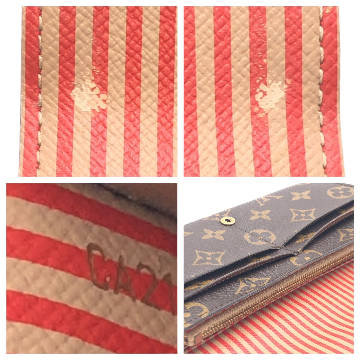 LOUIS VUITTON Louis Vuitton Monogram Canvas Portefeuille Sarah Brown Gold Hardware PVC M60415 Long Wallet for Women