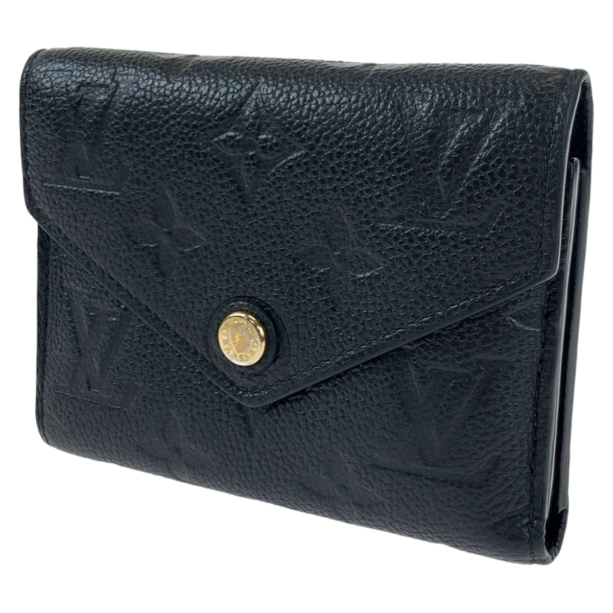 LOUIS VUITTON Louis Vuitton Monogram Portefeuille Victorine Black Calfskin M64060 Compact Wallet Folding Wallet Women's
