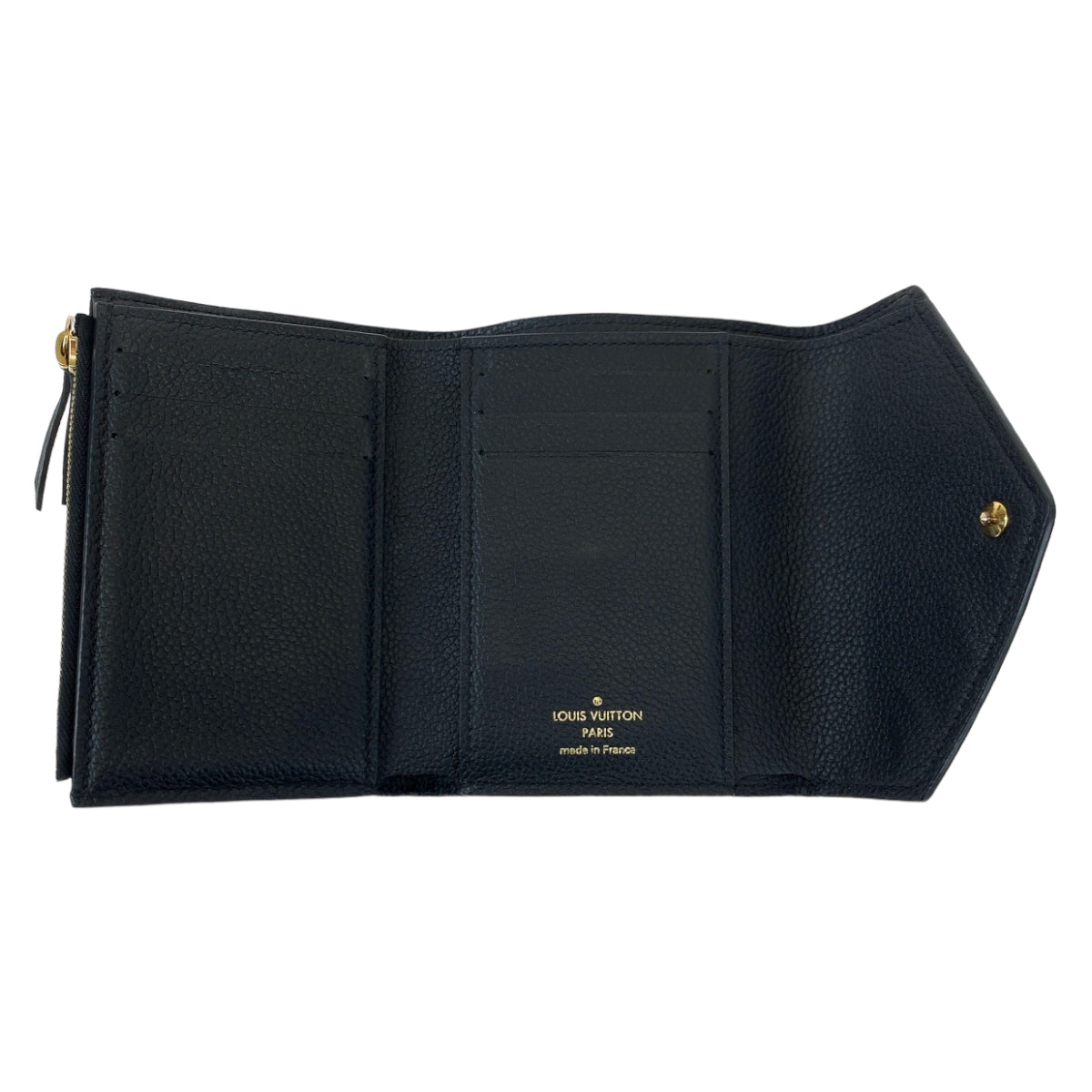 LOUIS VUITTON Louis Vuitton Monogram Portefeuille Victorine Black Calfskin M64060 Compact Wallet Folding Wallet Women's