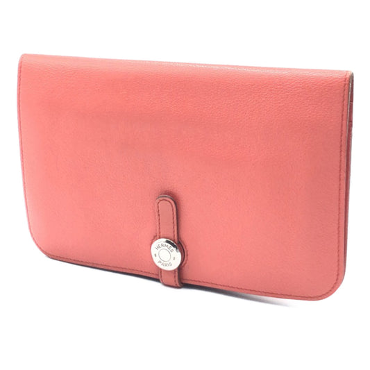 C-092
HERMES エルメス ドゴンGM ピンク系 シルバー金具 トリヨンクレマンス 長財布 ロングウォレット □R刻印  レディース