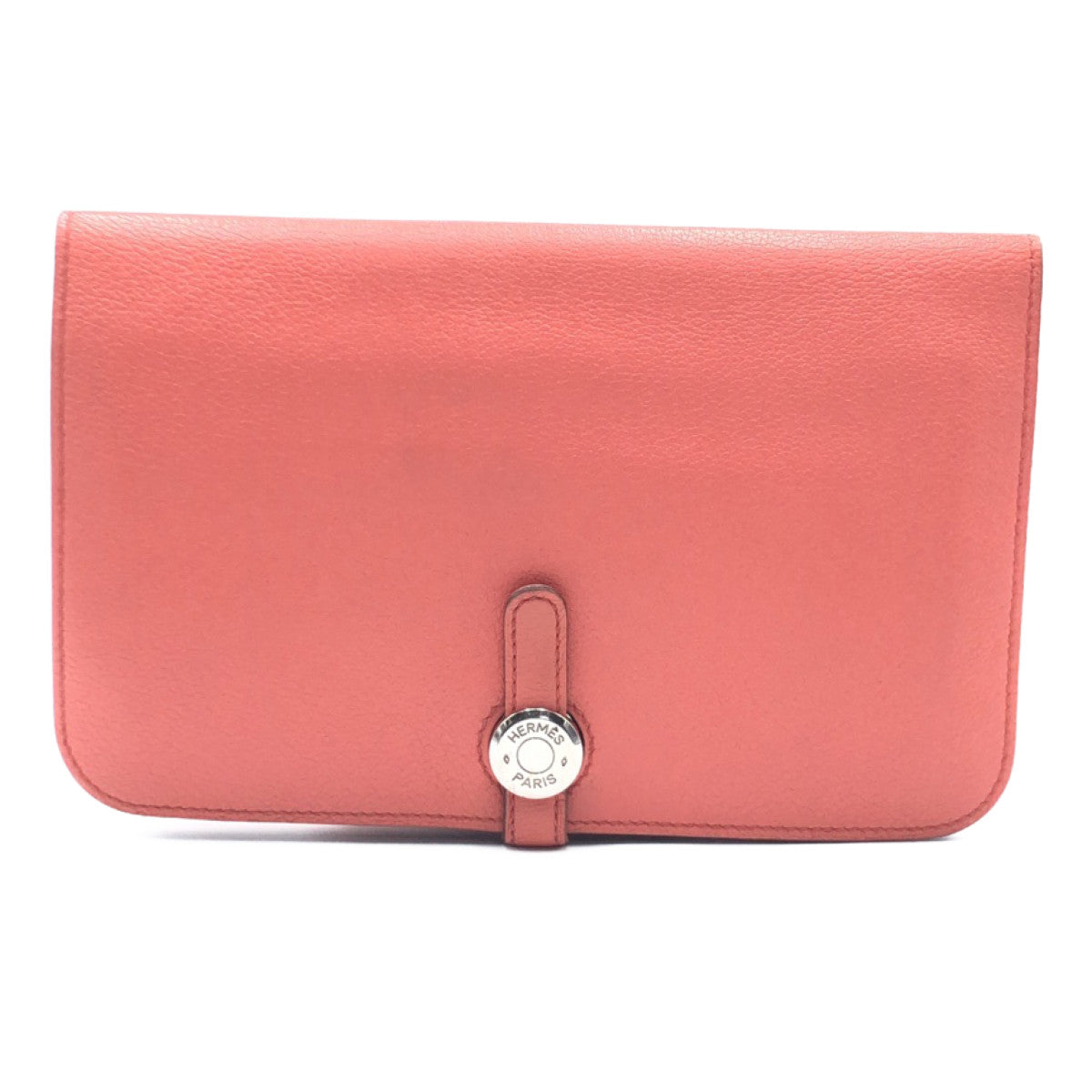 C-092
HERMES エルメス ドゴンGM ピンク系 シルバー金具 トリヨンクレマンス 長財布 ロングウォレット □R刻印  レディース