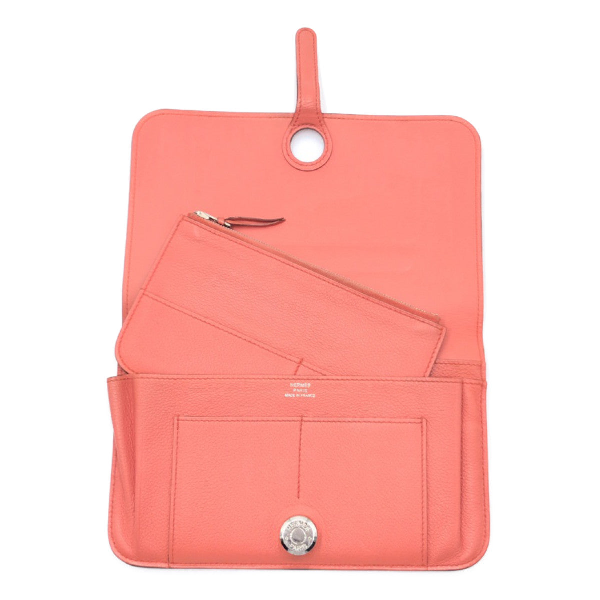 C-092
HERMES エルメス ドゴンGM ピンク系 シルバー金具 トリヨンクレマンス 長財布 ロングウォレット □R刻印  レディース