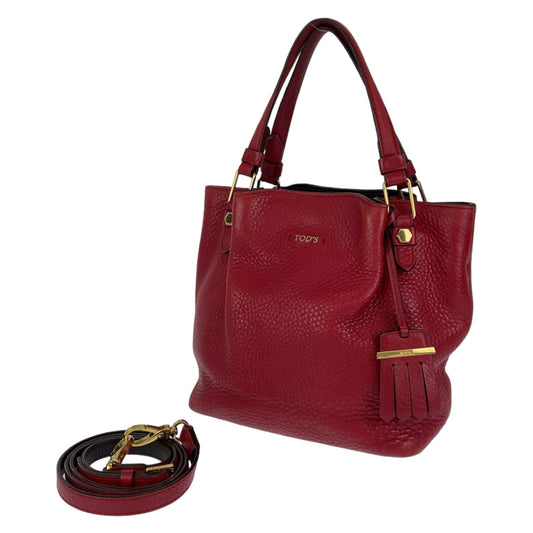 H-0423
TOD’S トッズ フラワーバッグ レッド 赤 ゴールド金具 レザー ショルダーバッグ ハンドバッグ  レディース