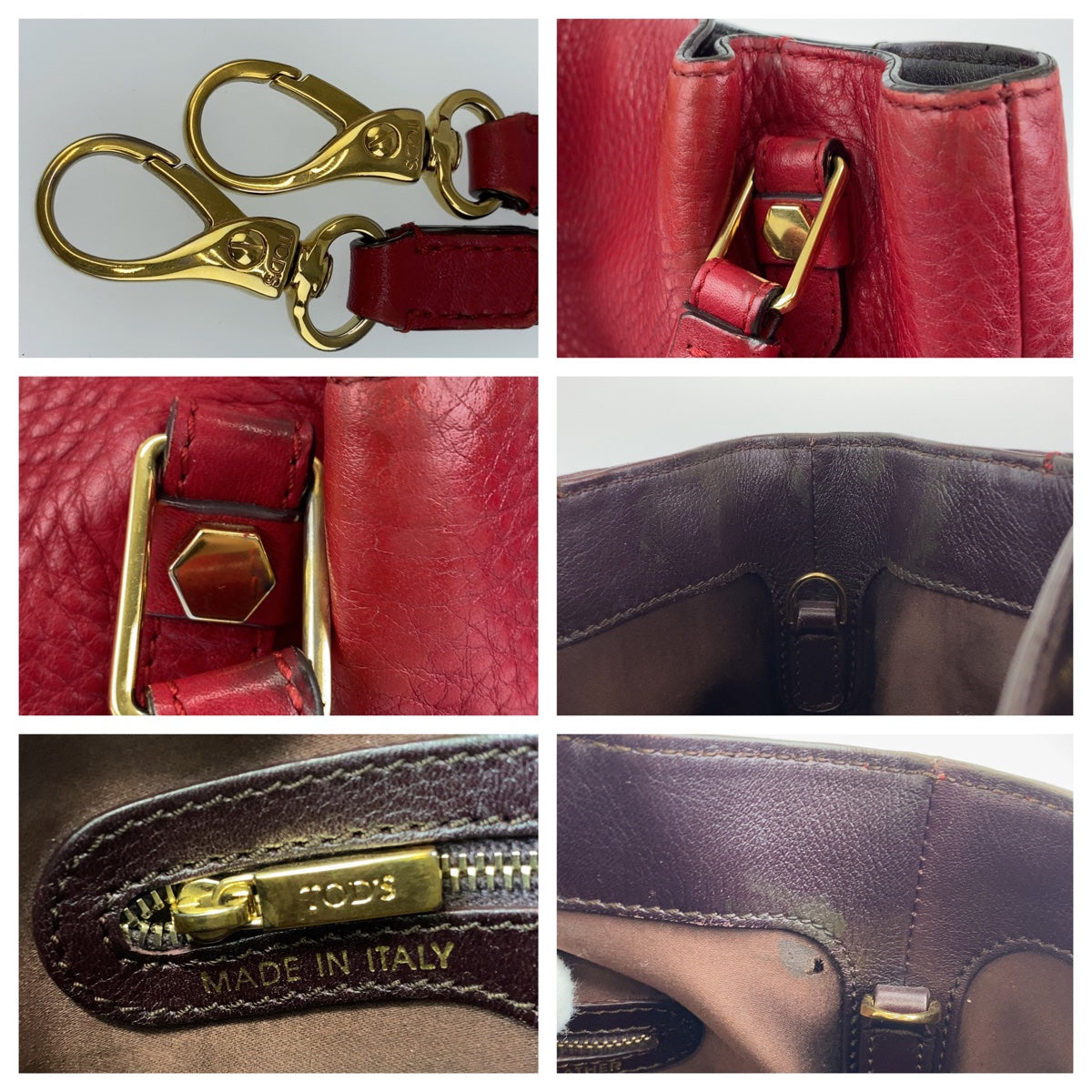 H-0423
TOD’S トッズ フラワーバッグ レッド 赤 ゴールド金具 レザー ショルダーバッグ ハンドバッグ  レディース
