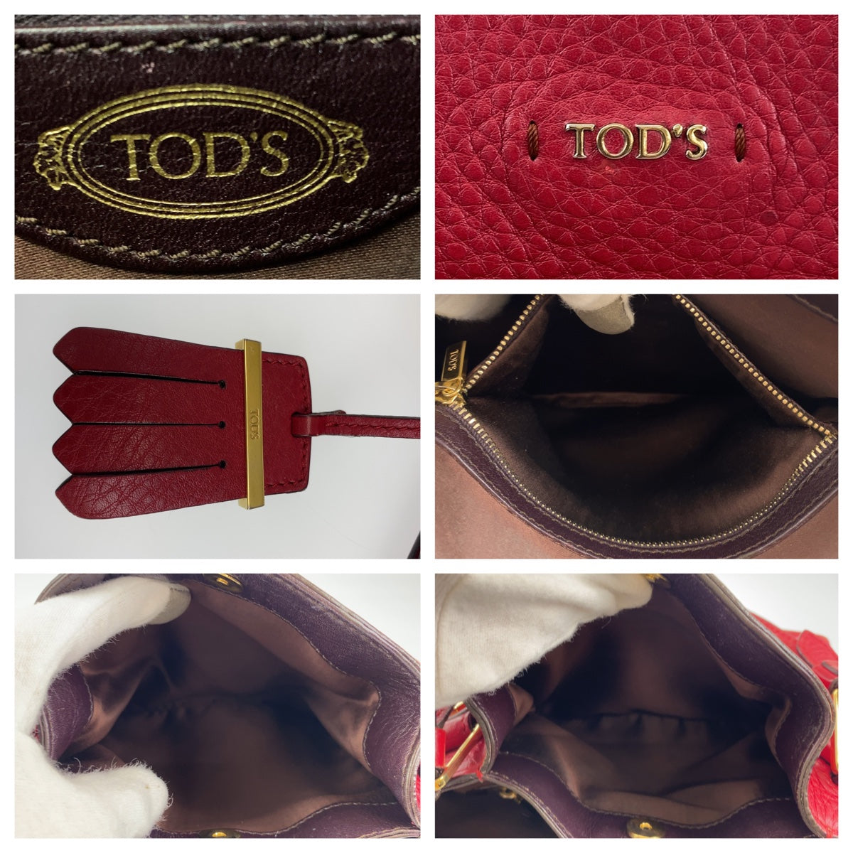 H-0423
TOD’S トッズ フラワーバッグ レッド 赤 ゴールド金具 レザー ショルダーバッグ ハンドバッグ  レディース