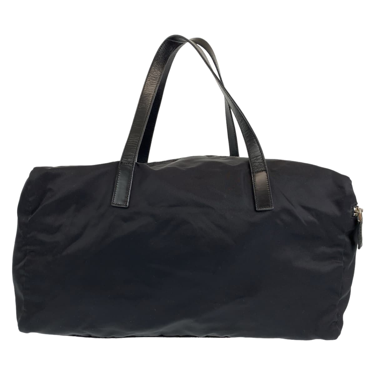 PRADA Prada Tessuto Black Silver Hardware Nylon Boston Bag Handbag Women's