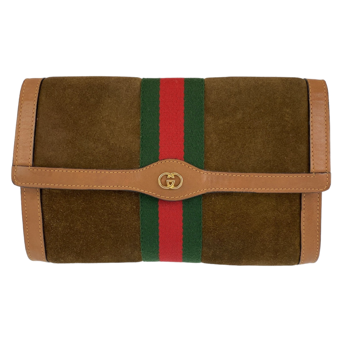 H-0425
GUCCI グッチ シェリーライン グッチパフューム ブラウン 茶 ゴールド金具 スウェード / レザー クラッチバッグ セカンドバッグ  レディース