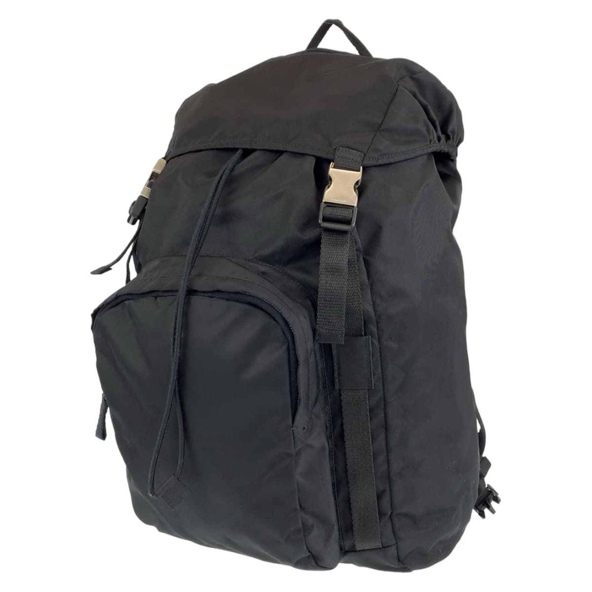 PRADA Prada Tessuto Black Silver Hardware Nylon Backpack Men's