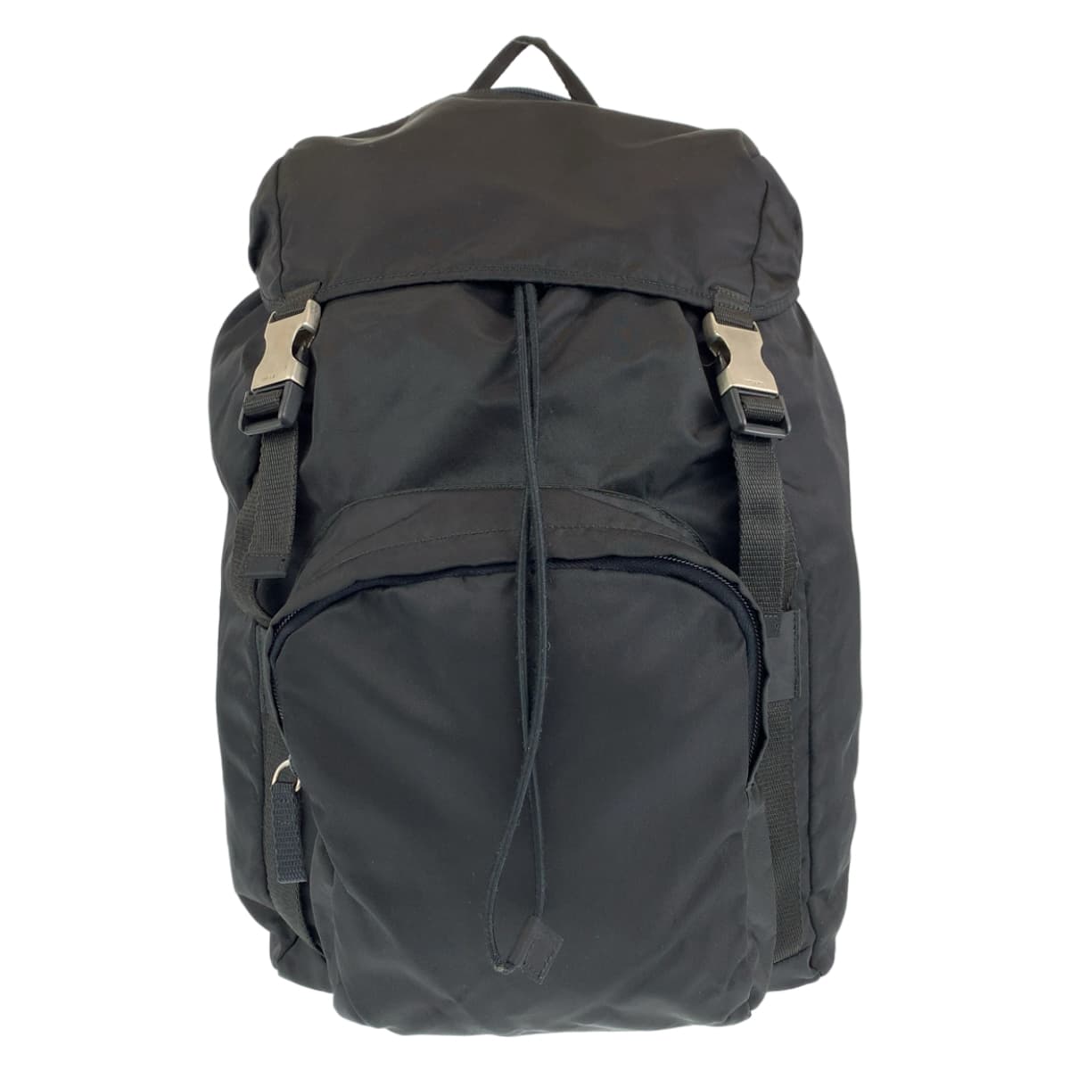 PRADA Prada Tessuto Black Silver Hardware Nylon Backpack Men's