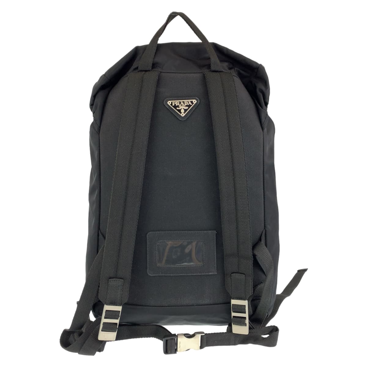 PRADA Prada Tessuto Black Silver Hardware Nylon Backpack Men's
