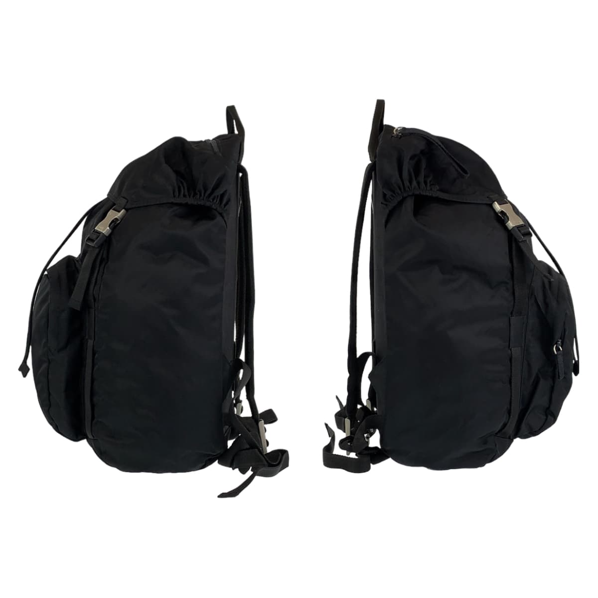 PRADA Prada Tessuto Black Silver Hardware Nylon Backpack Men's