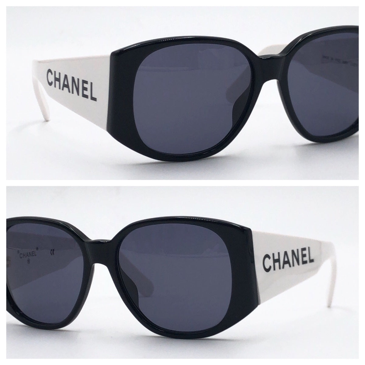 CHANEL シャネル バイカラー ロゴ ブラック 黒 ホワイト 白 プラスチック 05251 C0229 サングラス ウェリントン  レディース