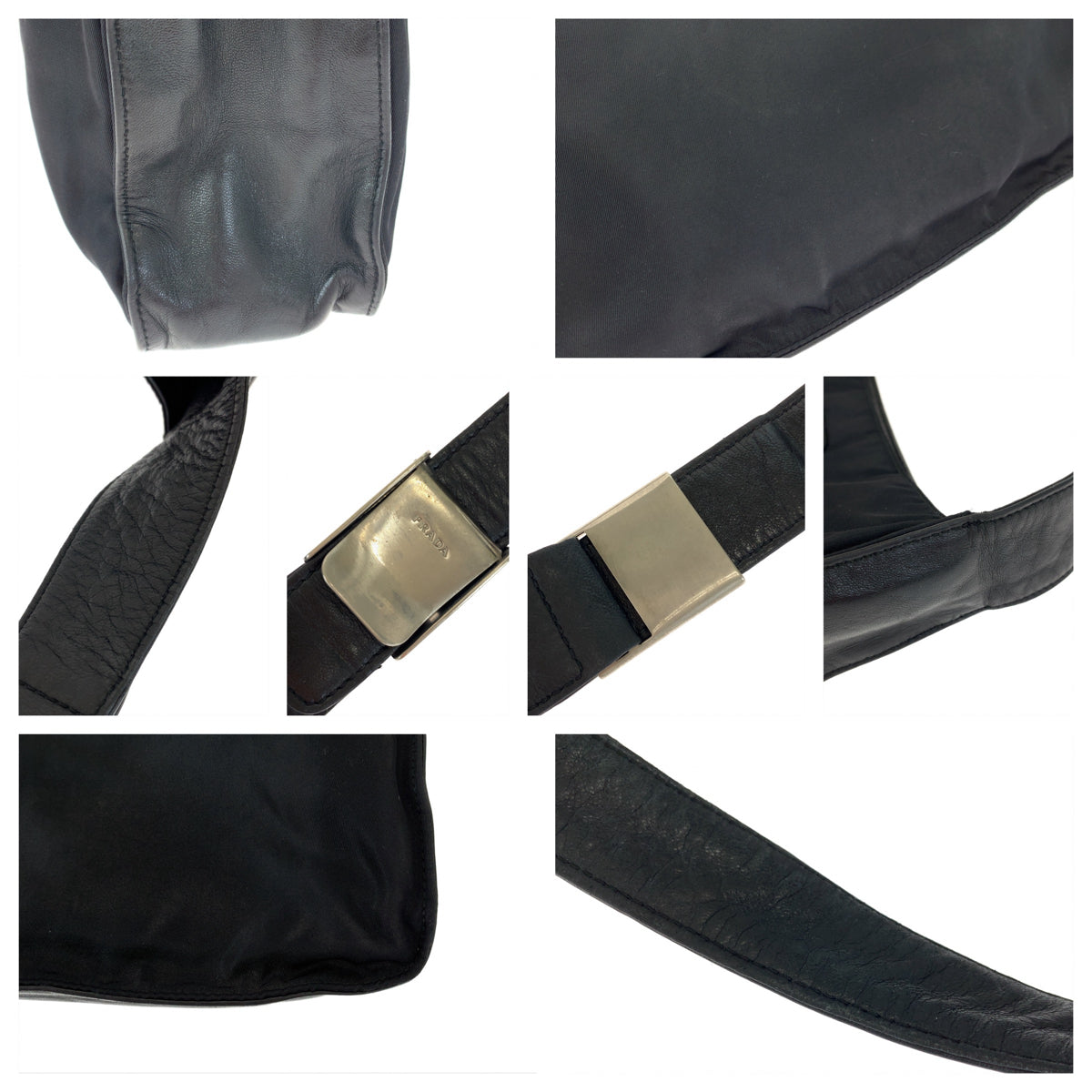 PRADA Prada Tessuto Black Nylon/Leather Shoulder Bag Crossbody for Women