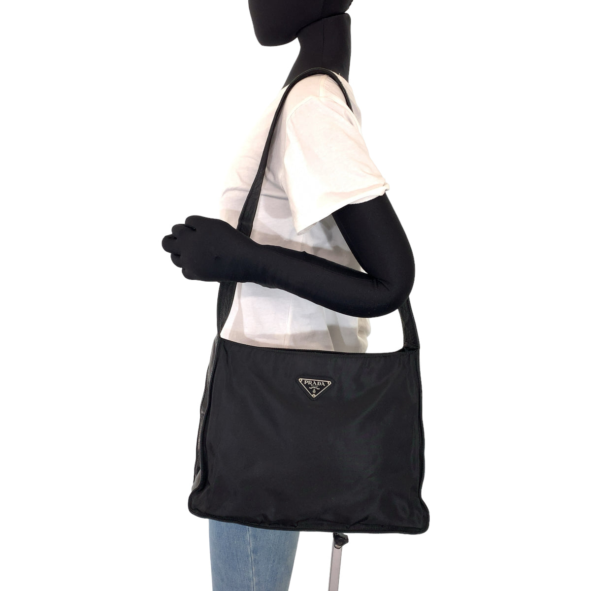 PRADA Prada Tessuto Black Nylon/Leather Shoulder Bag Crossbody for Women