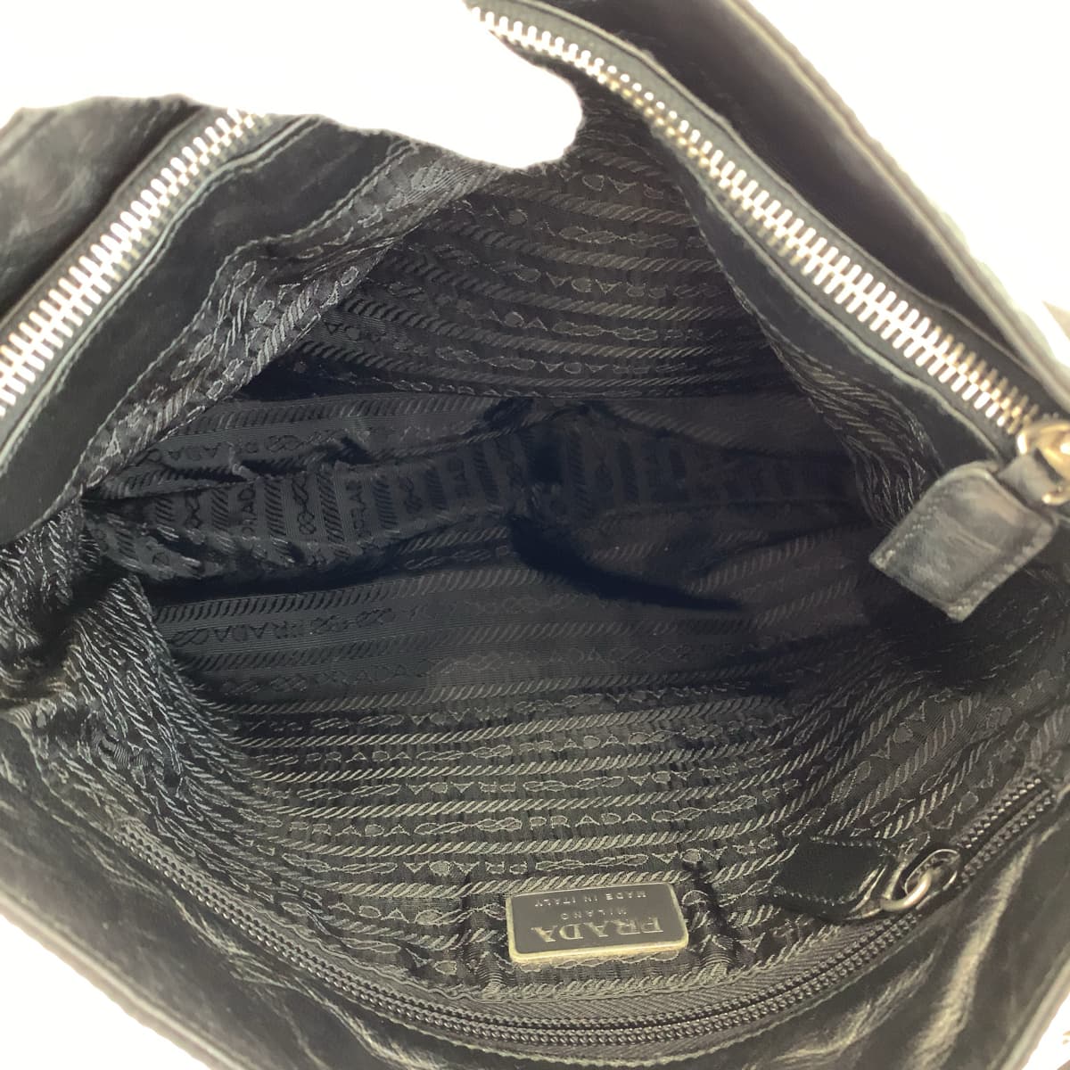 PRADA Prada Tessuto Black Nylon/Leather Shoulder Bag Crossbody for Women