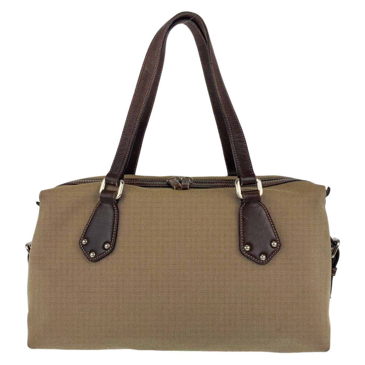 C-094
PRADA プラダ ロゴジャガード ベージュ ブラウン 茶 シルバー金具 キャンバス / レザー BR3461 ハンドバッグ トートバッグ  レディース