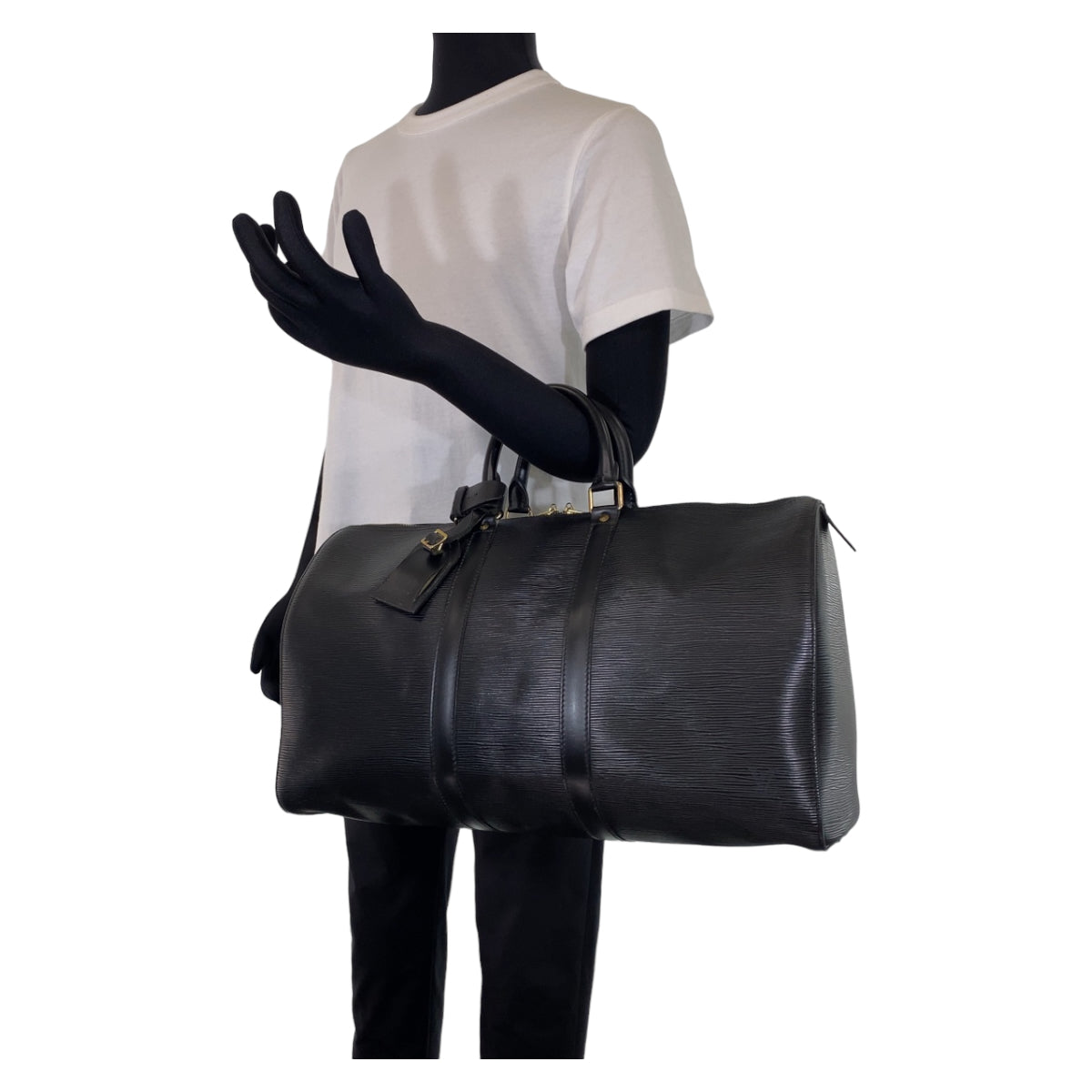 H-0428
LOUIS VUITTON ルイヴィトン エピ キーポル45 ブラック 黒 ゴールド金具 エピレザー M59062 ボストンバッグ 旅行バッグ  メンズ