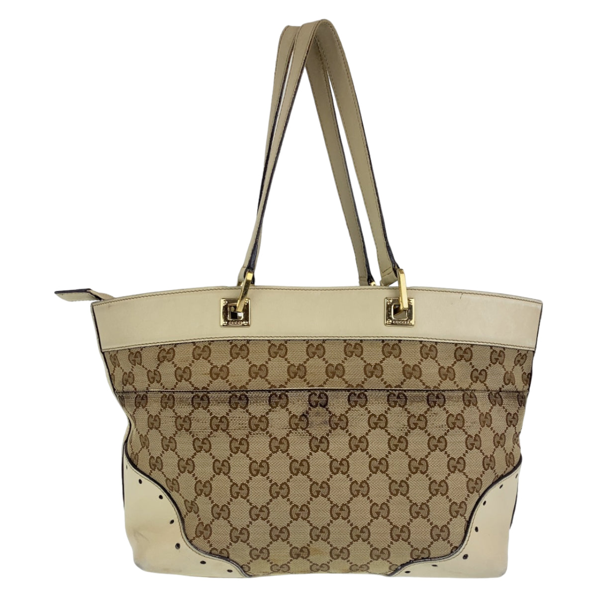 C-120
GUCCI グッチ GGキャンバス ベージュ 茶 ゴールド金具 GGキャンバス / レザー ショルダーバッグ トートバッグ  レディース