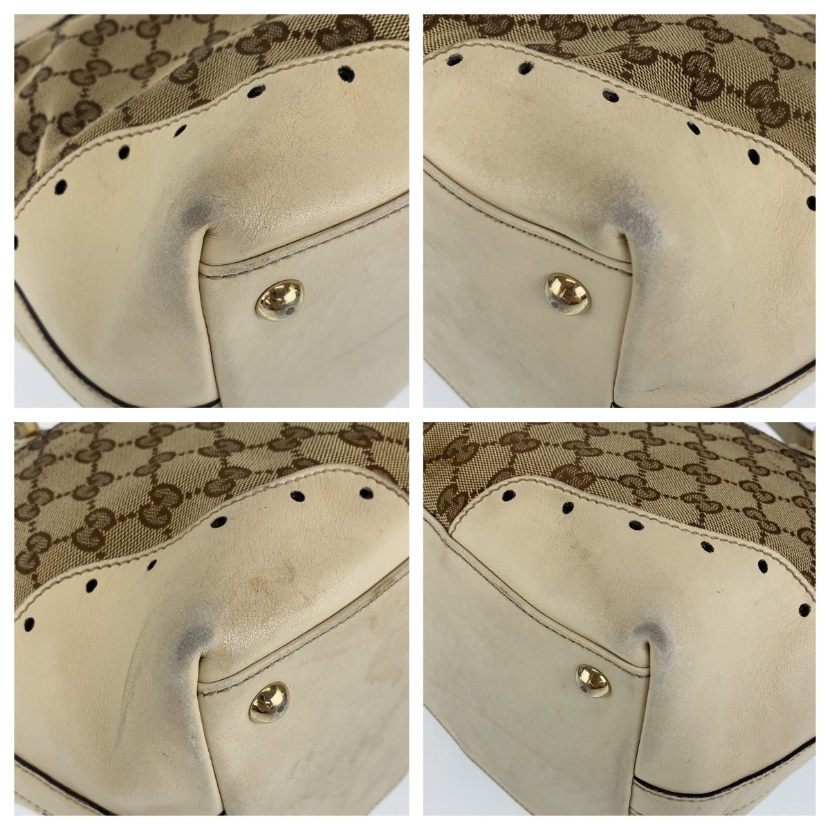 C-120
GUCCI グッチ GGキャンバス ベージュ 茶 ゴールド金具 GGキャンバス / レザー ショルダーバッグ トートバッグ  レディース