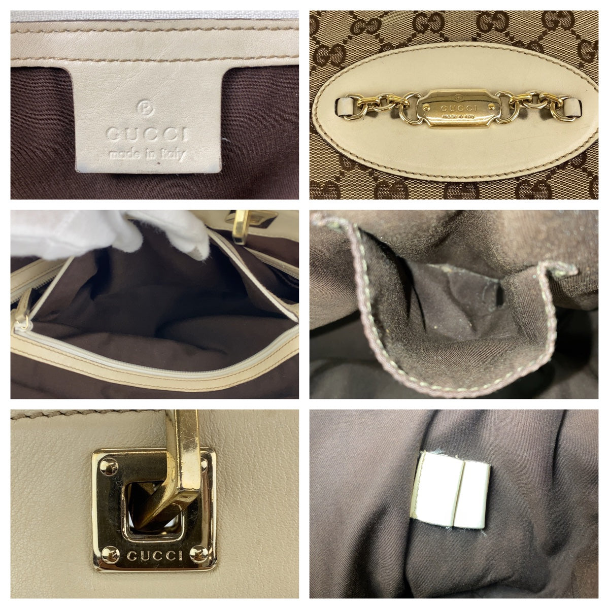 C-120
GUCCI グッチ GGキャンバス ベージュ 茶 ゴールド金具 GGキャンバス / レザー ショルダーバッグ トートバッグ  レディース
