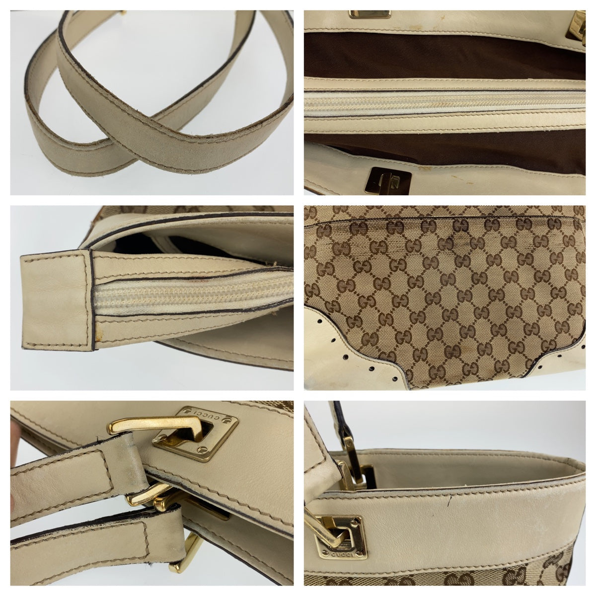 C-120
GUCCI グッチ GGキャンバス ベージュ 茶 ゴールド金具 GGキャンバス / レザー ショルダーバッグ トートバッグ  レディース