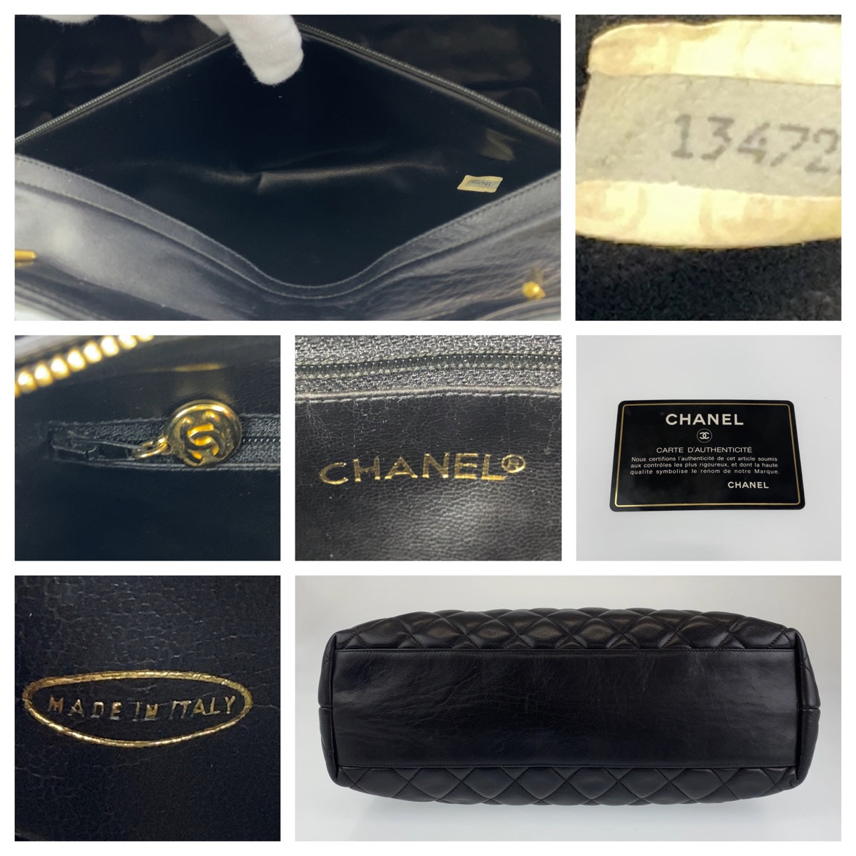 C-033
 CHANEL Vintage Matelasse Coco Mark Black Gold Hardware Lambskin Tote Bag Shoulder Bag Women's
