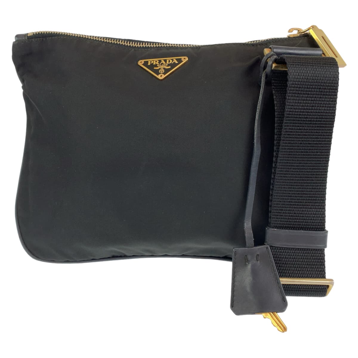 PRADA Tessuto Black Gold Hardware Nylon BT0222 Shoulder Bag Crossbody Bag for Women