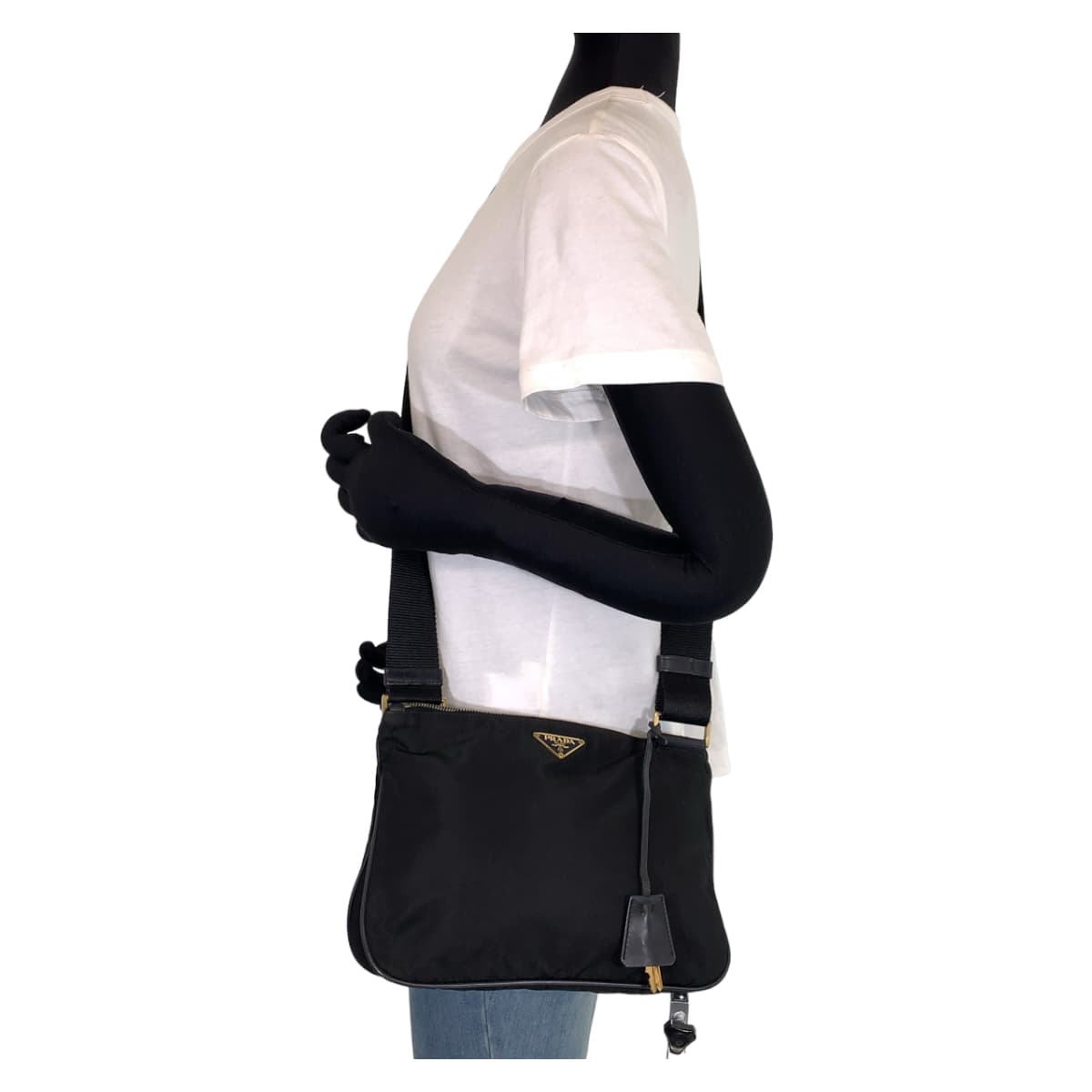 PRADA Tessuto Black Gold Hardware Nylon BT0222 Shoulder Bag Crossbody Bag for Women