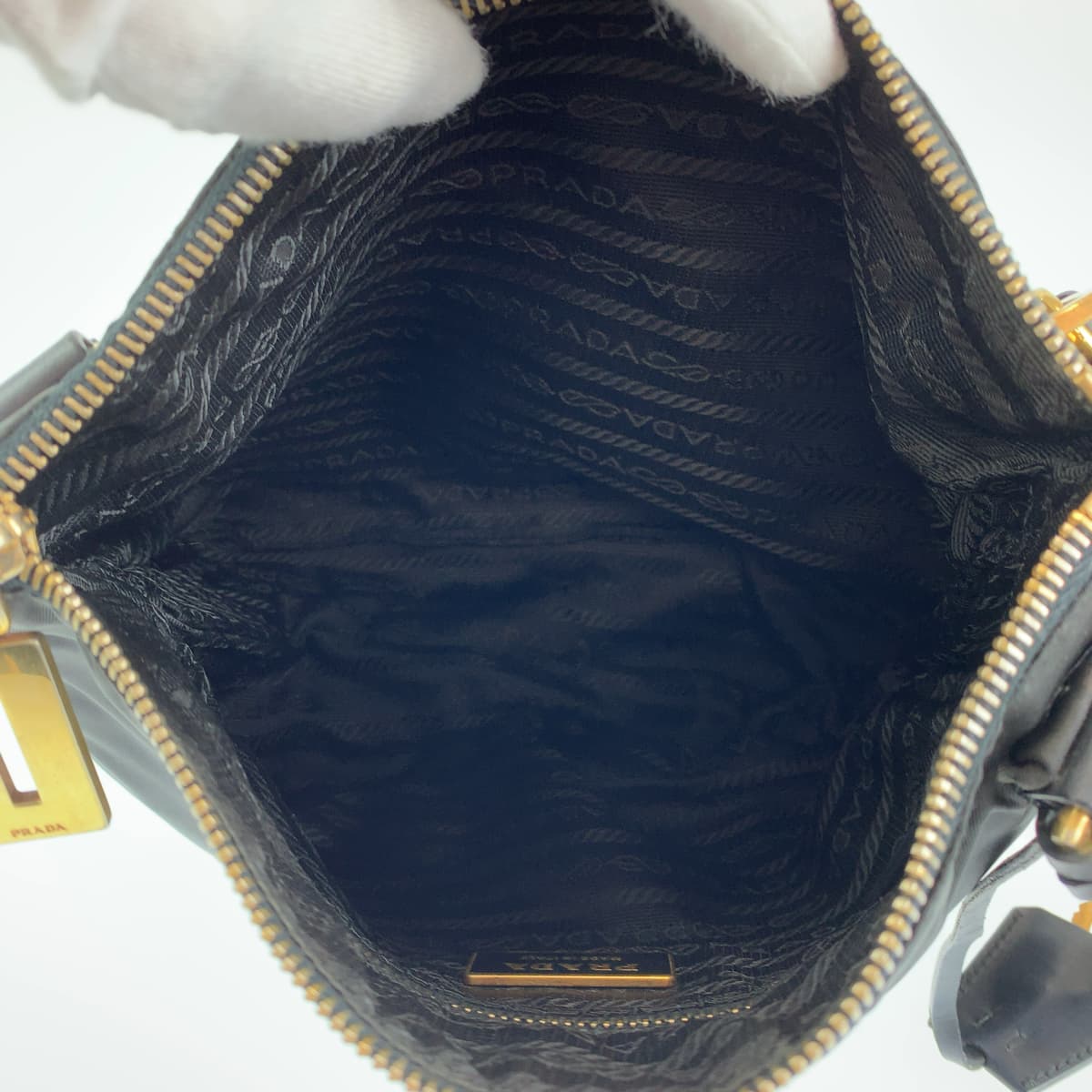 PRADA Tessuto Black Gold Hardware Nylon BT0222 Shoulder Bag Crossbody Bag for Women