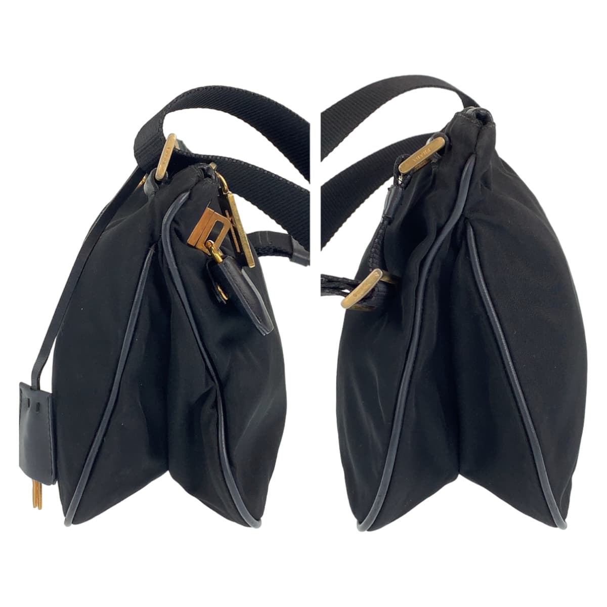 PRADA Tessuto Black Gold Hardware Nylon BT0222 Shoulder Bag Crossbody Bag for Women