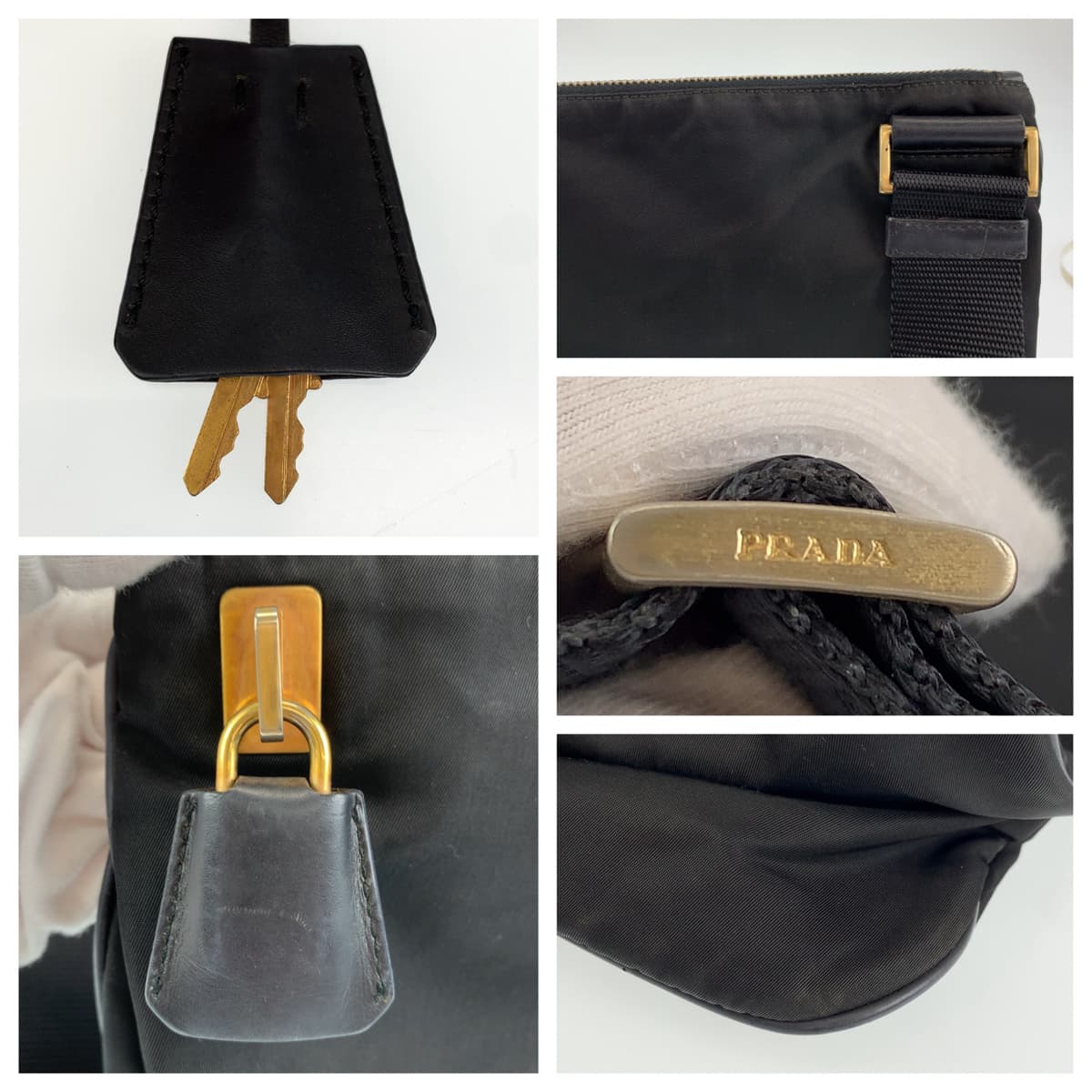 PRADA Tessuto Black Gold Hardware Nylon BT0222 Shoulder Bag Crossbody Bag for Women