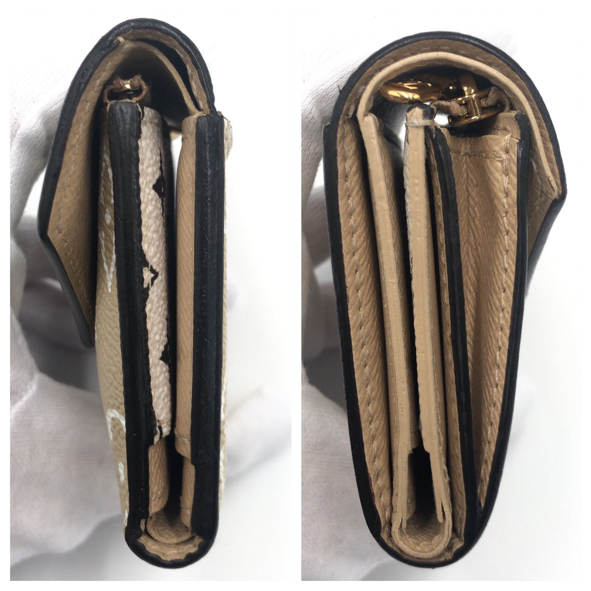 LOUIS VUITTON ルイヴィトン モノグラム ジャイアント ポルトフォイユ ゾエ グリーン 緑 ベージュ PVC M67640 二つ折り財布 札入れ  レディース