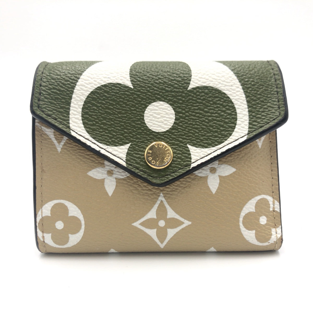 LOUIS VUITTON ルイヴィトン モノグラム ジャイアント ポルトフォイユ ゾエ グリーン 緑 ベージュ PVC M67640 二つ折り財布 札入れ  レディース