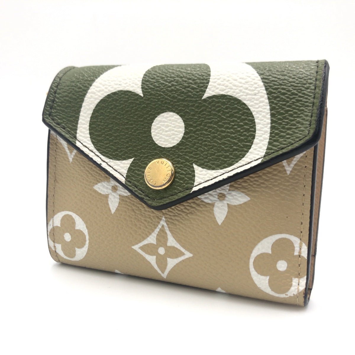 LOUIS VUITTON ルイヴィトン モノグラム ジャイアント ポルトフォイユ ゾエ グリーン 緑 ベージュ PVC M67640 二つ折り財布 札入れ  レディース