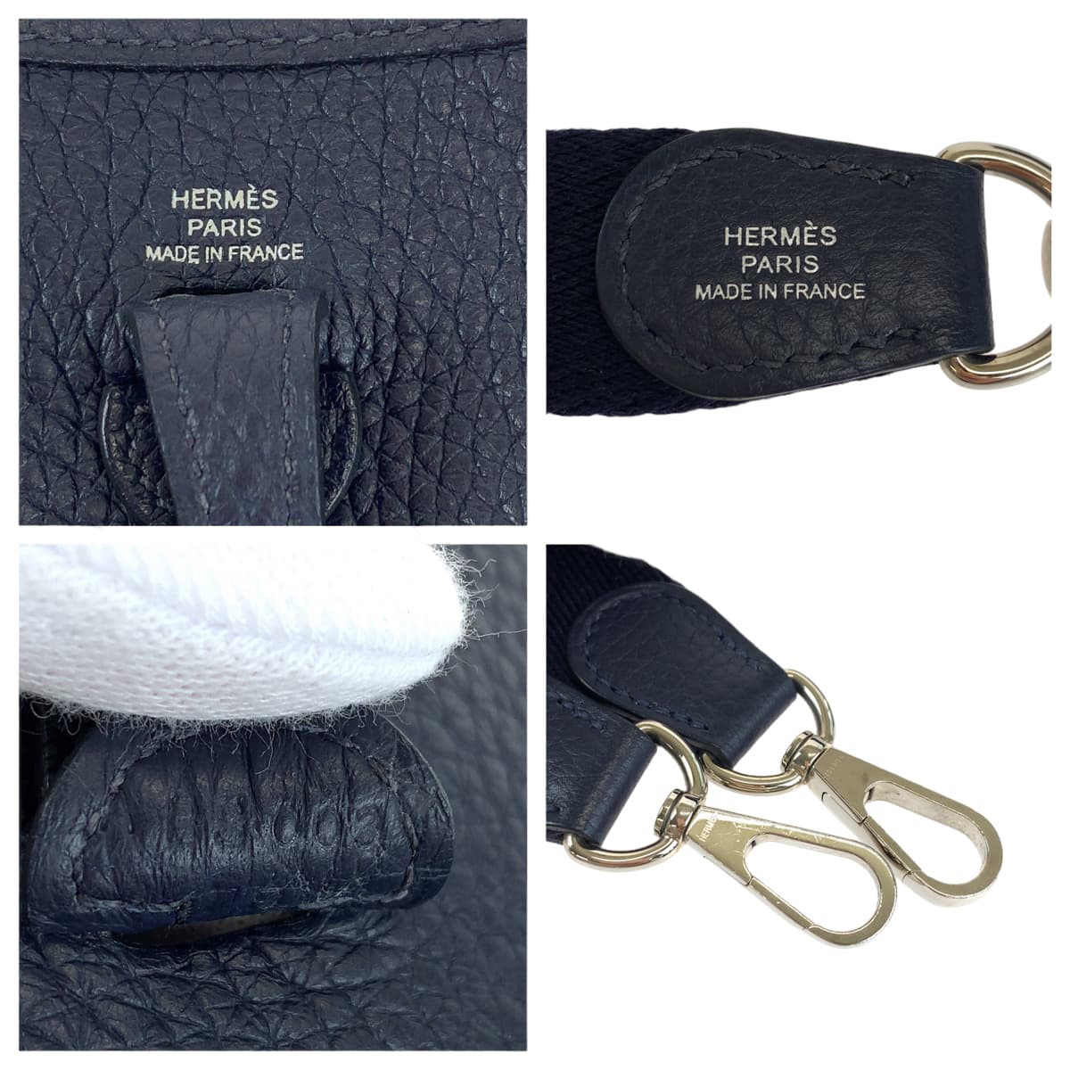 HERMES エルメス エブリンTPM ブルーニュイ ネイビー 紺 シルバー金具 トリヨンクレマンス A ショルダーバッグ 斜め掛け  レディース