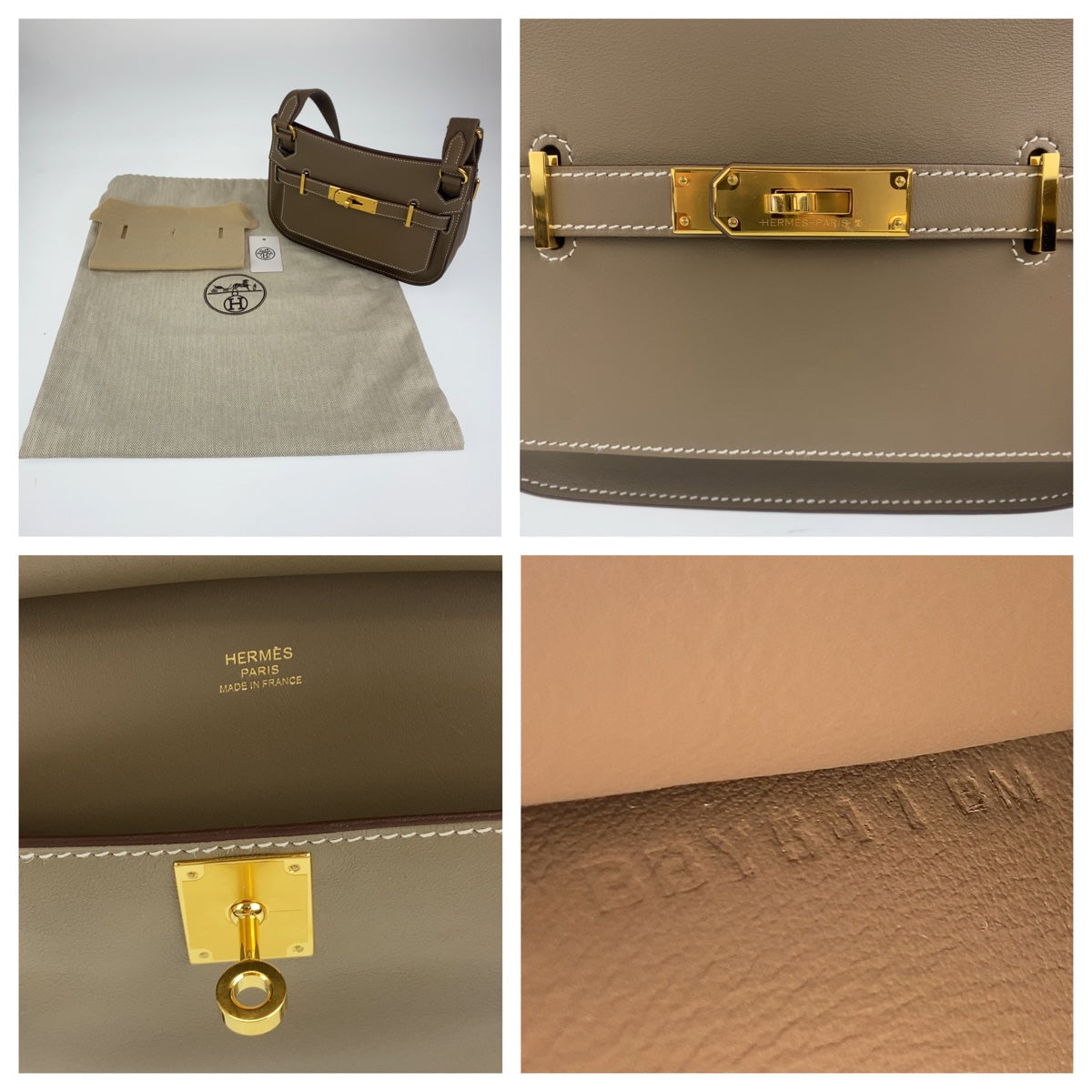HERMES エルメス ジプシエール エトゥープ ゴールド金具 エバーカラー ショルダーバッグ 斜め掛け 男女兼用 B刻印  レディース