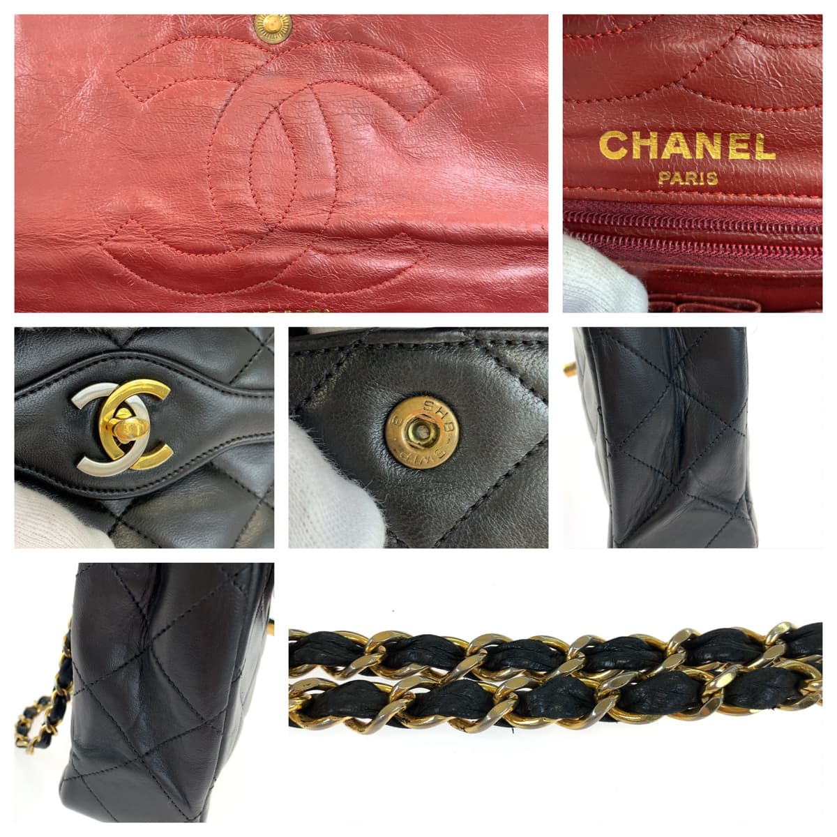 CHANEL シャネル パリ限定 マトラッセ ココマーク ターンロック ブラック 黒 ゴールド金具 ラムスキン Wチェーンショルダーバッグ  レディース