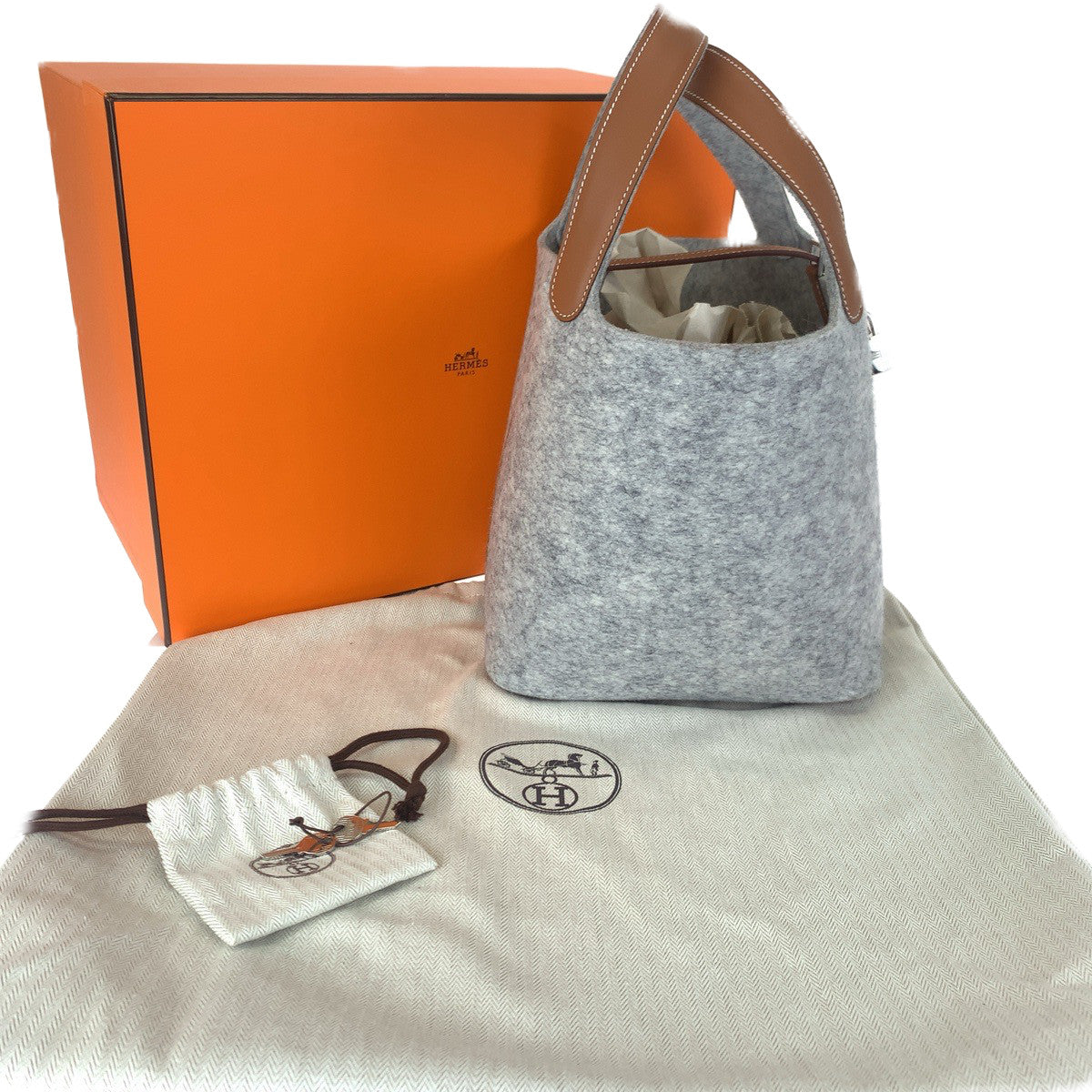 H-0432
HERMES エルメス ピコタンロック グレー 灰色 シルバー金具 フェルト / スイフト ハンドバッグ トートバッグ Z刻印  レディース