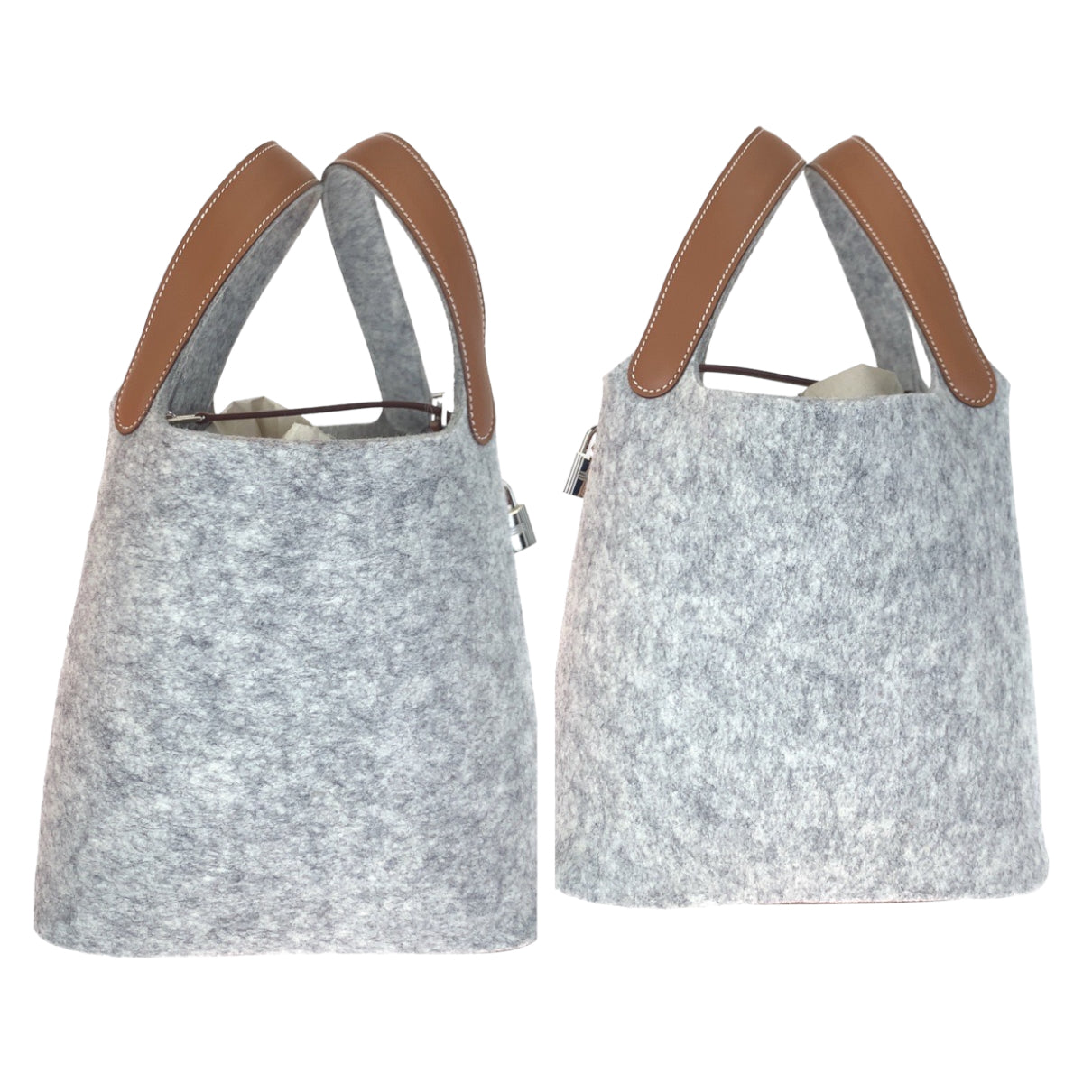 H-0432
HERMES エルメス ピコタンロック グレー 灰色 シルバー金具 フェルト / スイフト ハンドバッグ トートバッグ Z刻印  レディース