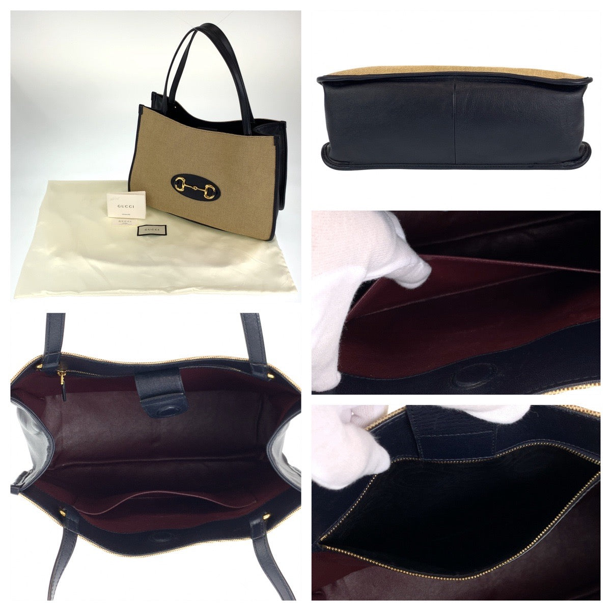 C-064
GUCCI グッチ ホースビット ベージュ 薄茶色 ネイビー ゴールド金具 レザー 623694 ショルダーバッグ トートバッグ  レディース