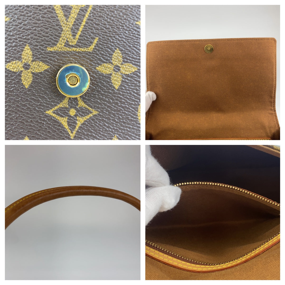 C-070
LOUIS VUITTON ルイヴィトン モノグラム ミニ ルーピング ブラウン 茶 ゴールド金具 PVC M51147 ハンドバッグ トートバッグ  レディース