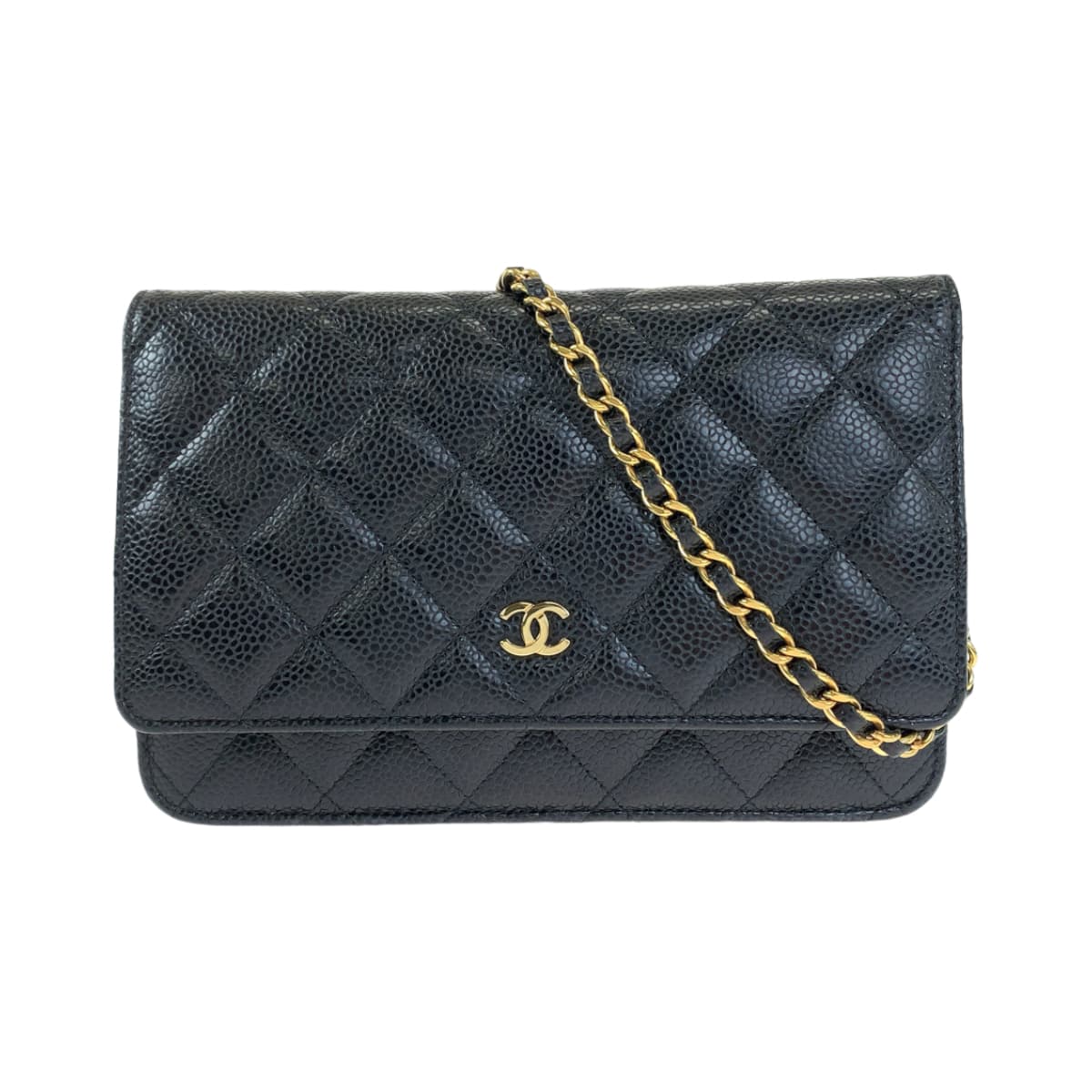 CHANEL シャネル マトラッセ ココマーク 新型 ブラック 黒 ゴールド金具 キャビアスキン AP0250 チェーンウォレット 長財布  レディース