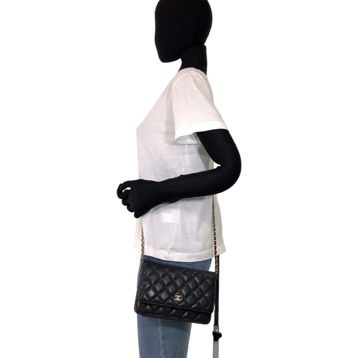CHANEL シャネル マトラッセ ココマーク 新型 ブラック 黒 ゴールド金具 キャビアスキン AP0250 チェーンウォレット 長財布  レディース