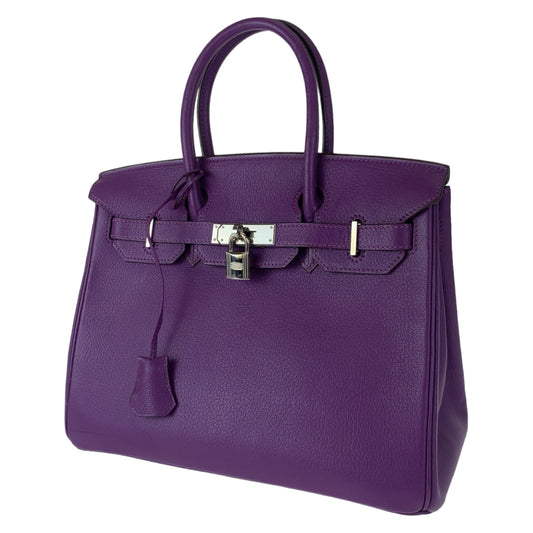 C-036
 HERMES Hermes Birkin 30, Inner Stitching, Purple, Silver Hardware, Chevre, Handbag, Tote Bag, J Stamp, Women's