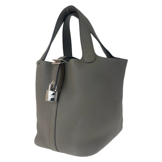 HERMES エルメス ピコタンロックPM グレー エタン トリヨンクレマンス ハンドバッグ トートバッグ D刻印  レディース