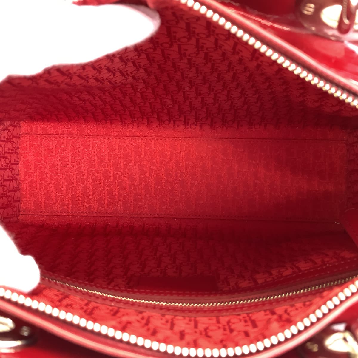 Dior ディオール レディディオール カナージュ クラシック ラージバッグ レッド 赤 シルバー金具 エナメル ショルダーバッグ ハンドバッグ 2way  レディース