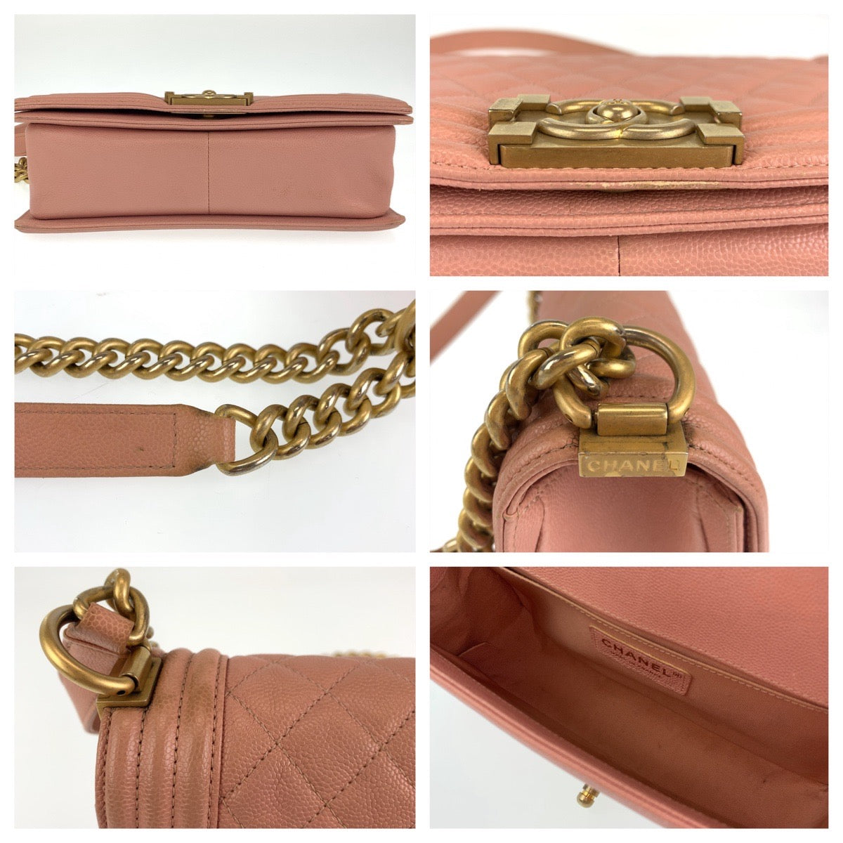 C-038
CHANEL シャネル ボーイシャネル ココマーク ターンロック ピンク ゴールド金具 キャビアスキン ショルダーバッグ チェーンショルダー  レディース